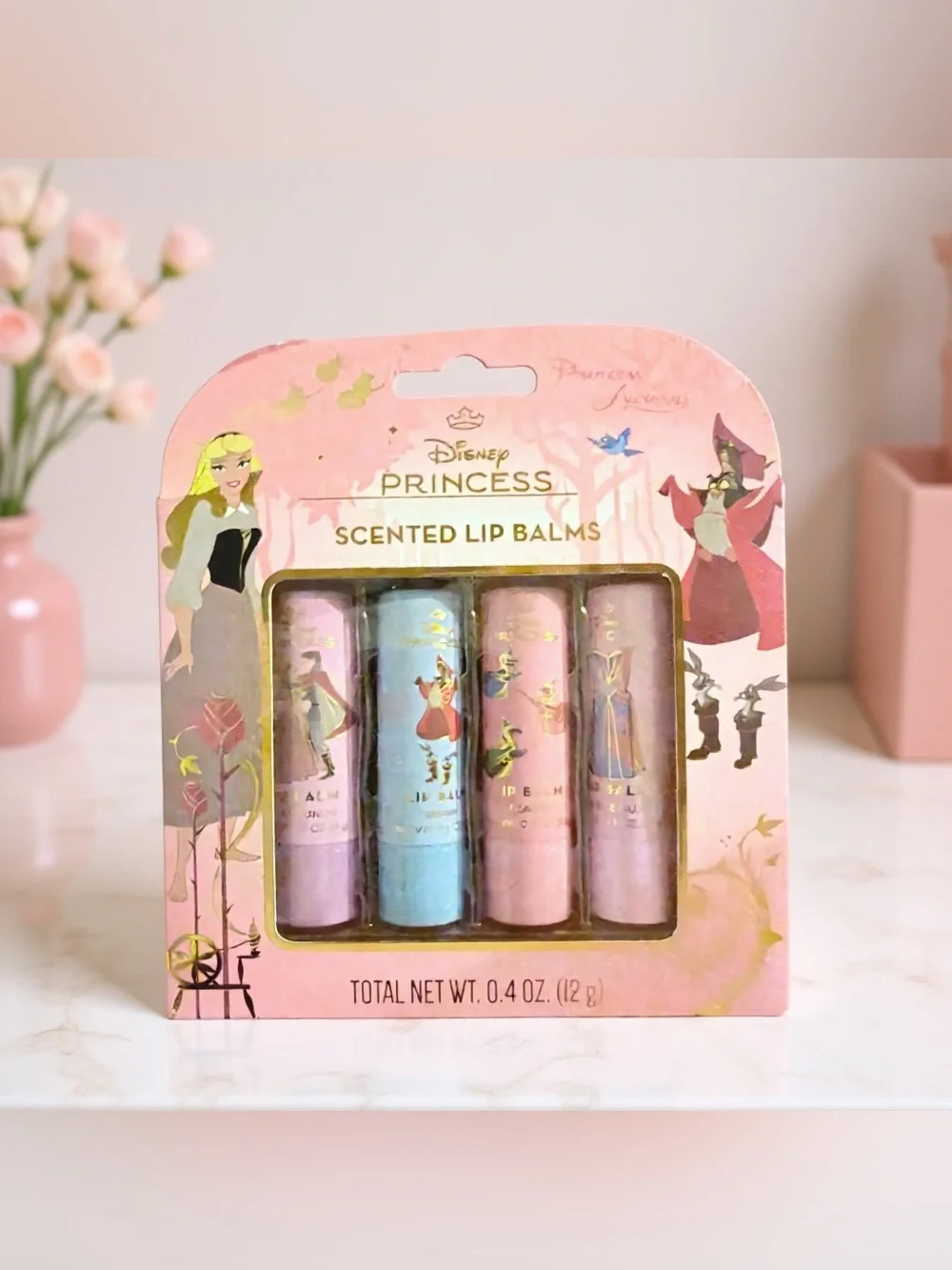 Disney Princess Scented Lip Balm Set 4 Pack NWT